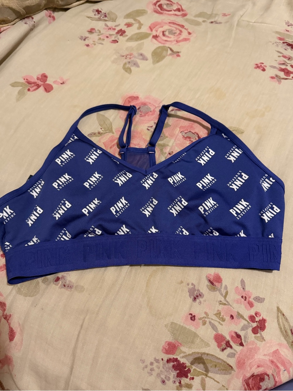 PINK Victoria's Secret Royal Blue Logo Sports Bralette